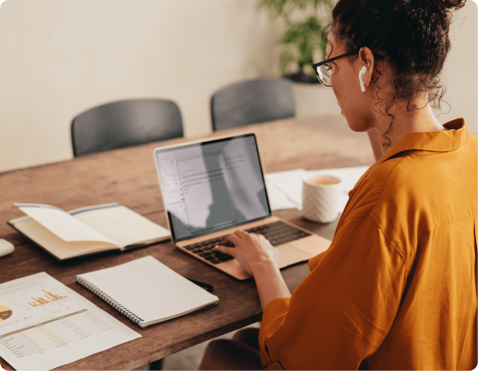 Woman working on a laptop