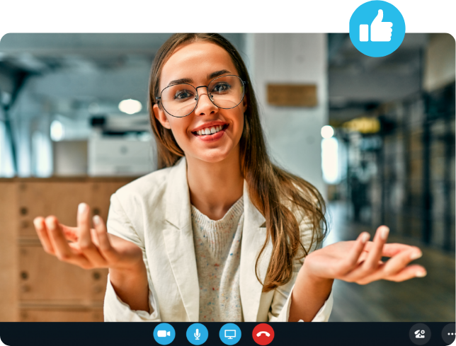 Woman participating in a video interview call